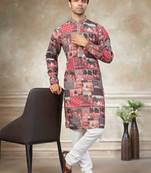 Pink colour cotton with embroidery work kurta pajama menswear collection