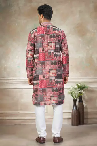 Pink colour cotton with embroidery work kurta pajama menswear collection