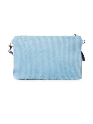 glid powdered blue & pastel multi corduroy floral sequined sling bag 6