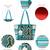 boho teal blue & multi acrylic jacquard trellis embellished tote bag
