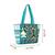 boho teal blue & multi acrylic jacquard trellis embellished tote bag