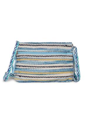 geomat pastel blue & ivory cotton striped jacquard sling bag 6