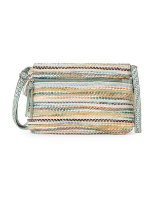 geomat dusty olive green & ivory cotton striped jacquard sling bag 6