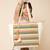 folklore edit ivory & multi cotton striped sequined tote bag