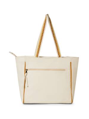 folklore edit ivory & multi cotton striped sequined tote bag 6