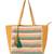 folklore edit mustard yellow & multi cotton striped sequined tote bag