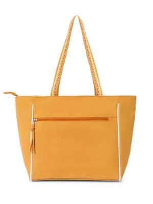 folklore edit mustard yellow & multi cotton striped sequined tote bag 6