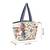 petal posh ivory & navy cotton striped sequined tote bag