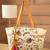 petal posh ivory & orange cotton striped sequined tote bag