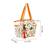 petal posh ivory & orange cotton striped sequined tote bag