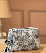 tribal natural & black cotton canvas toile jacquard travel pouch