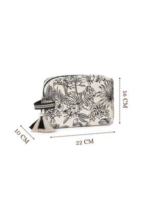 tribal natural & black cotton canvas toile jacquard travel pouch 5