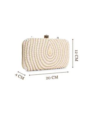 glided gleam ivory, blush pink & gold teardrop embellished velvet clutch 5