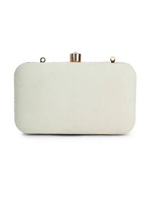 glided gleam ivory, blush pink & gold teardrop embellished velvet clutch 6