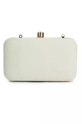 glided gleam ivory, blush pink & gold teardrop embellished velvet clutch