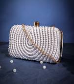 glided gleam white & silver teardrop embellished velvet clutch