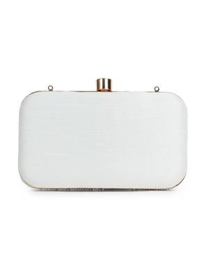 glided gleam white & silver teardrop embellished velvet clutch 6