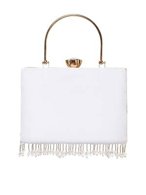 crystal cascade white & silver beaded velvet clutch 6