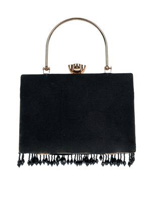 crystal cascade black & gold beaded velvet clutch 6