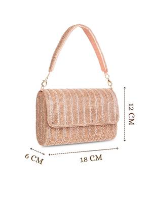 crystal cascade dusty pink & gold chevron beaded faux silk clutch 5