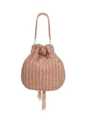 crystal cascade dusty pink & gold chevron beaded faux silk potli 6
