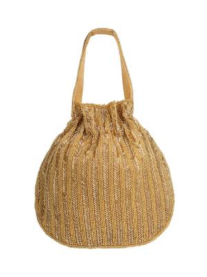 crystal cascade antique gold chevron beaded faux silk potli 6