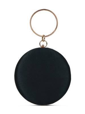 glided gleam black, pearl & multi peacock embroidered faux silk clutch 6
