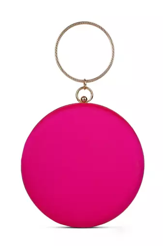 glided gleam magenta, pearl & multi peacock embroidered faux silk clutch