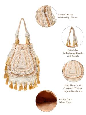 dewdrop fringe champagne gold & ivory embellished velvet potli 4