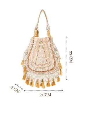 dewdrop fringe champagne gold & ivory embellished velvet potli 5
