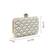 opal thread pearl & silver faux silk scallop beaded clutch