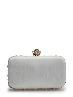 opal thread pearl & silver faux silk scallop beaded clutch 6