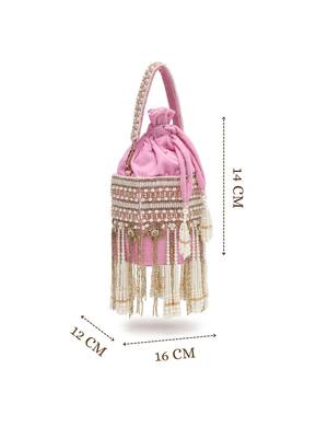 dewdrop fringe baby pink & ivory velvet beaded potli 5