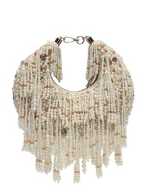 fringe flirt ivory & champagne faux silk clustered beadwork clutch 6