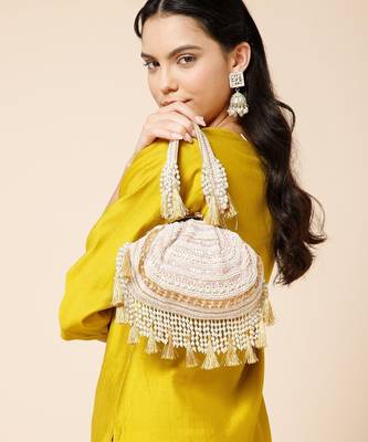 dewdrop fringe champagne gold & ivory embellished velvet clutch 3