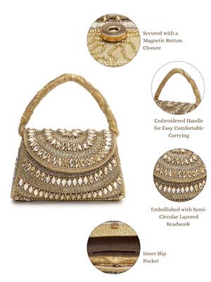 blush & bead antique gold & copper faux silk embellished clutch 4