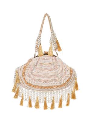 dewdrop fringe champagne gold & ivory embellished velvet clutch 6