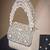 crystal cascade nude beige & silver stone embellished suede clutch