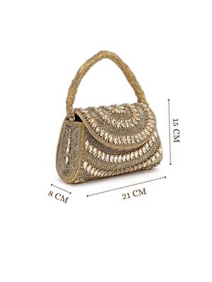 blush & bead antique gold & copper faux silk embellished clutch 5