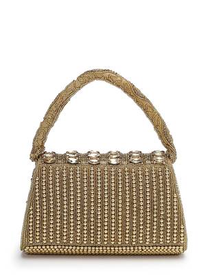 blush & bead antique gold & copper faux silk embellished clutch 6