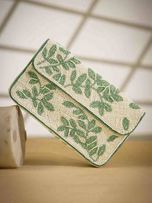 beaded botanica cotton botanical beaded canvas clutch 1
