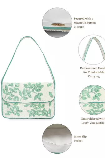 beaded botanica cotton botanical beaded canvas clutch