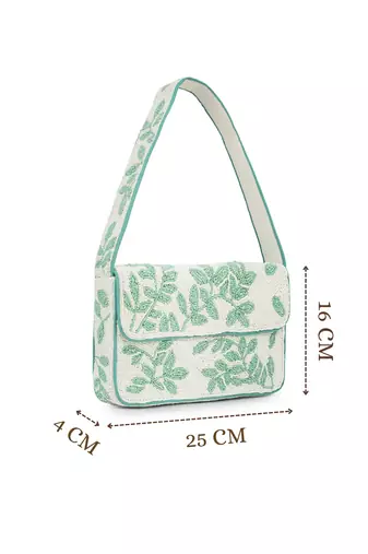 beaded botanica cotton botanical beaded canvas clutch
