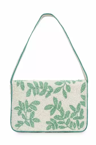 beaded botanica cotton botanical beaded canvas clutch