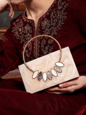 marble muse pearl cream resin marble textured clutch 3