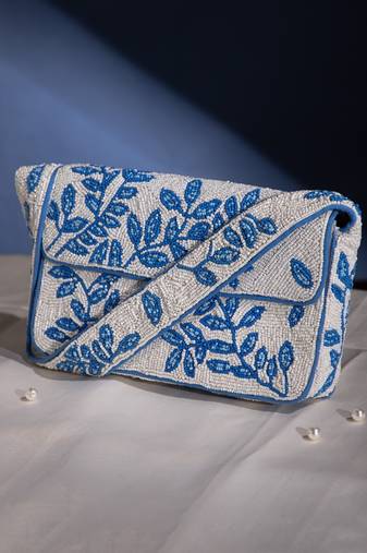 beaded botanica cotton botanical beaded canvas clutch