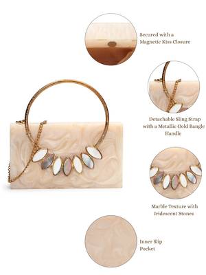 marble muse pearl cream resin marble textured clutch 4