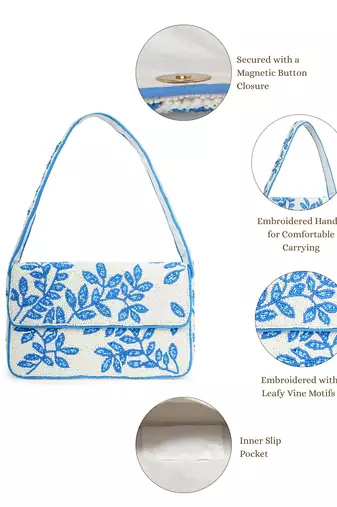 beaded botanica cotton botanical beaded canvas clutch