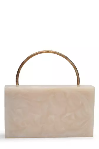 marble muse pearl cream resin marble textured clutch