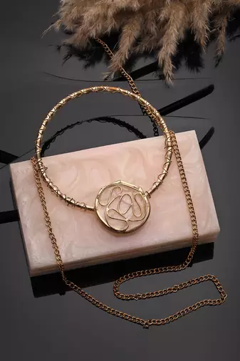 marble muse pearl cream & metallic gold resin marble textured clutch